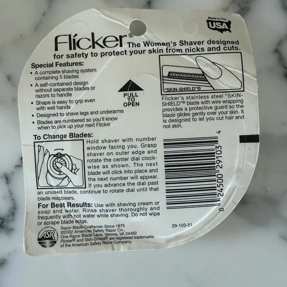 Vintage Personna Flicker Classic Womens Shaver 5 Skin-Shield Blades 2002 USA New